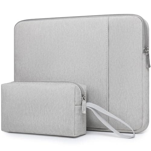 Image of HYZUO 13 Inch Laptop Sleeve Bag Set for MacBook Air 13 M5/M4/M3/M2/M1 A3449 2026-2018, 13" MacBook Neo 2026 A3404, MacBook Pro 13 M2/M1 2026-2016, iPad Pro/Air 13, XPS 13, Surface Pro, Light Grey