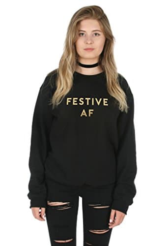Image of Sanfran - Festive AF Gold Top Christmas Xmas Funny Gift Jumper Sweater - Medium/Black