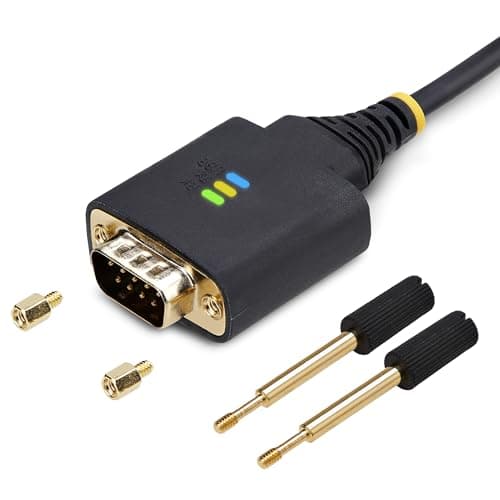 Image of StarTech 3ft (1m) USB to Serial Adapter Cable, COM Retention, FTDI, USB-A to DB9 RS232, LED Indicators, Interchangeable DB9 Screws Nuts