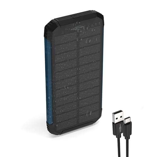 Image of Ansmann PB212WLED Outdoor Powerbank with 5 W wireless charging, 3 W LED lamp and solar panel. 2× USB-A ports and a capacity of 10000 mAh