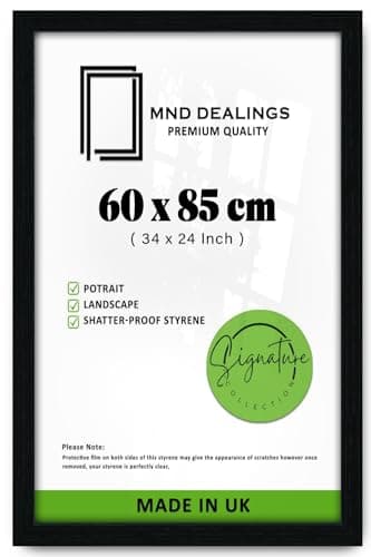 Image of MND Dealings New Lifestyle Black 60x85cm Poster Frame - MDF Wood and Polished Perspex-Handcrafted for Gallery Family PhotoPortrait Anniversary/Birthday/Wedding/Gifting (Black)