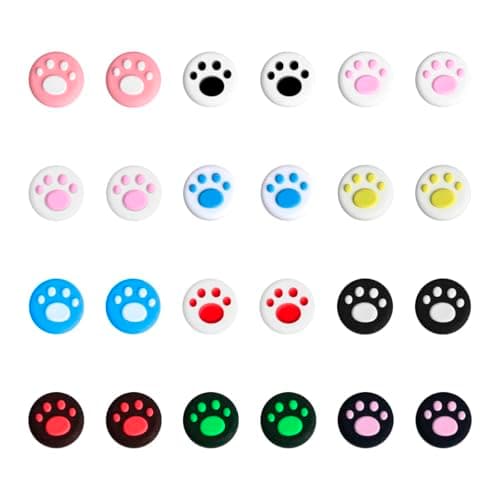 Image of Tabanzhe Joystick Cover-24PCS Thumb Grip Caps Cute Cat Paw Soft Silicone Replacement Thumbstick Button Caps Joystick Caps for Nintendo Switch Controller(12 Colors)