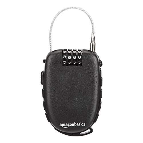 Image of Amazon Basics 4-Digit Retractable Cable Electronic Lock, 1-Pack -Black