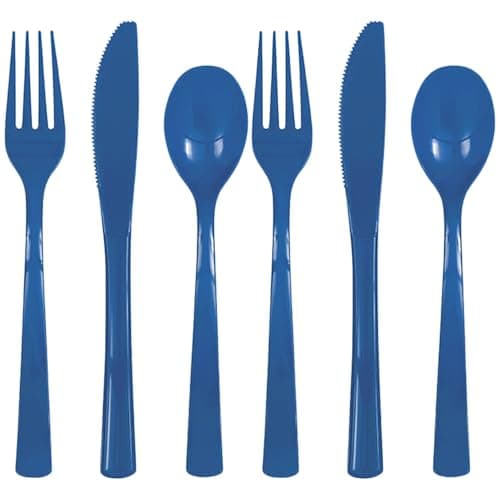 Image of Royal Blue Solid Assorted Plastic Cutlery - Classy & Elegant Flatware Design - Perfect for Parties, Weddings & Events - 18ct