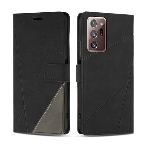 Image of SONWO Case for Samsung Galaxy Note 20 Ultra, Premium PU Leather Flip Wallet Case Cover with Magnetic Closure and Card Slots, Phone Case for Galaxy Note 20 Ultra, Black