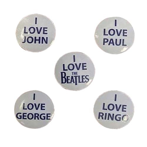 Image of The Beatles I Love The Beatles 5 Pack Button Badge Pack One Size