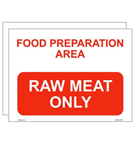 Image of Haobase 2 Pcs Food Preparation Area Raw Meat Only Sign Stickers - Self Adhesive Vinyl (20cm x 15cm)
