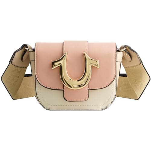Image of True Religion Women's Crossbody Bag, Mini Flap Adjustable Shoulder Handbag Purse with Horseshoe Logo, Multi