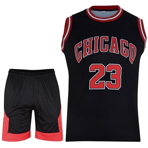 Image of KONCEPT Basketball Kit 2-piece basketball shirt & short, sleeveless basketball outfit, adult basketball Jersey sportswear (UK, Alpha, 3XL, Regular, Regular, Black)