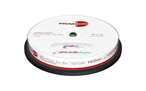 Image of PRIMEON BD-R DL 50GB/2-8x Cakebox (10 Disc), photo-on-disc ultragloss Surface, Water resistant Inkjet Fullsize Printable