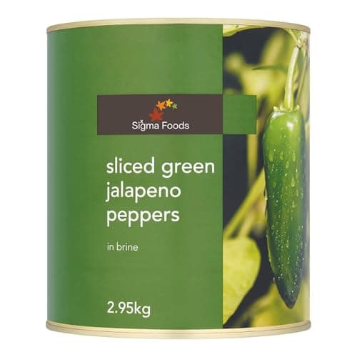 Image of Sixsigma Foods Sliced Green Jalapeno Peppers in Brine 2.95kg - Perfect for Pizzas, Burgers, Sandwiches & Salads Spicy, Tangy & Flavorful - Ideal for Catering or Home Use (Case of 4)