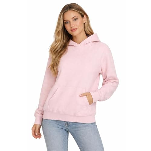 Image of The Fancy Dress Hoodies for Men & Women UK - Unisex Plain Pullover Hooded Sweatshirt Long Sleeve Inside Fleece Hoodie Top for Gym Work Running, M, Rose Pink