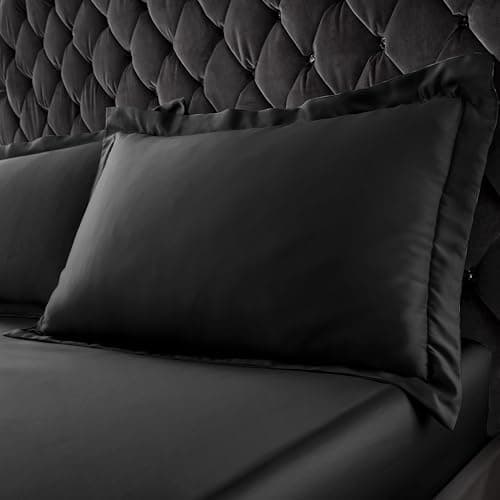 Image of Catherine Lansfield Silky Soft Satin Oxford Pillow case Pair Black
