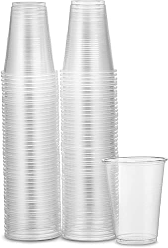 Image of ilovepackaging 100x Plastic Disposable Drink Cups for Water Coolers Camping Travel Parties and Events (100 x 7 Ounce/180 Millilitre Cups) (100 Pack)