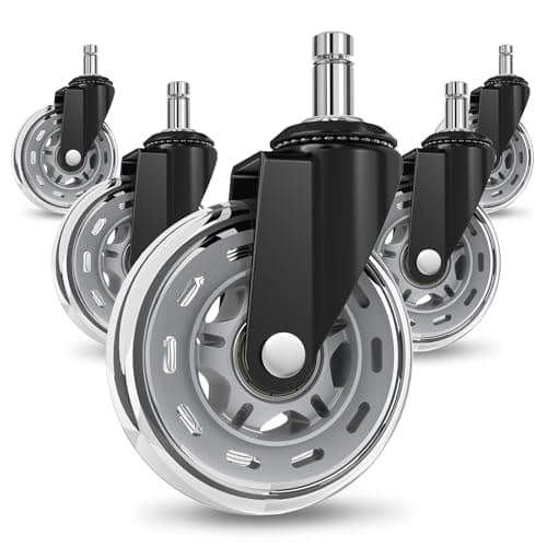 Image of COSYLAND Office Rubber Chair Castors Replacement - Heavy-Duty Computer Gaming Desk Wheels Smooth & Safe Rolling for All Floors Hardwood and Carpet, Fits for Most Chairs (Clear)