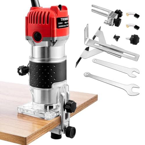 Image of Trintion 1/4" Electric Hand Trimmer 30000RPM Wood Trimmer Palm Router Power Routers Tool for Wood/Laminate Flooring(Red)