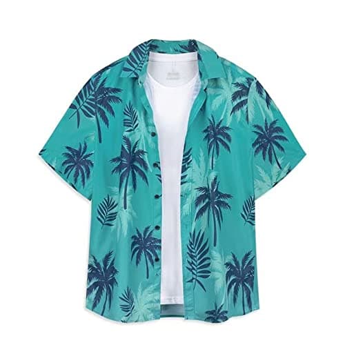Image of Hawaiian Shirt Mens Hawaiian Shirt Men'S White Shirts Hawian Shirt Mens Clothes Summer Bad Shirts for Men Hawaiian Shirts Mens Casual Shirts Tropical Shirts for Men Men'S Green M