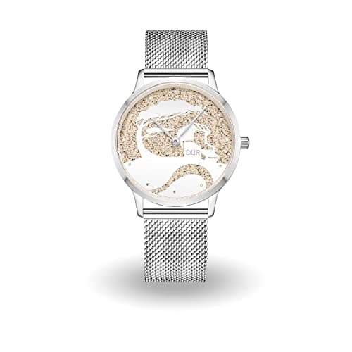 Image of DUR Watch Compass or "Coast" with Beach Sand or Lava Sand, Waterproof Stainless Steel Watch with Sapphire Glass, Leather or Stainless Steel Bracelet for Men and Women, Groß, 40 mm Durchmesser