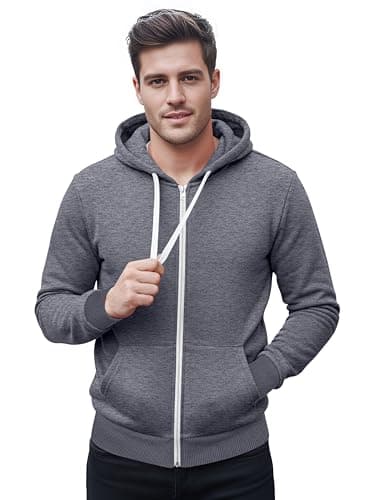 Image of Love My Fashions® Men Athletic Zip-up Workout Hoodie Full Sleeve Pullover Sports Hoody with Pockets Available in Plus Sizes Dark Grey