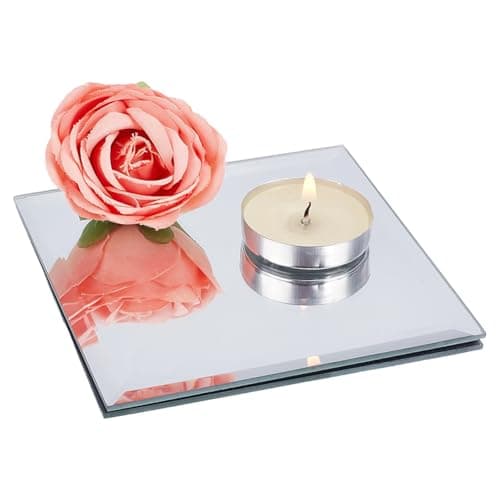 Image of OLYCRAFT 2Pcs 10x10cm Square Glass Mirror Tiles 2.5mm Thickness Small Square Decorative Glass Mirrors Glass Tile Craft Mirror Candle Plate for Wall Table Wedding Cabinet Centerpieces DIY Crafts