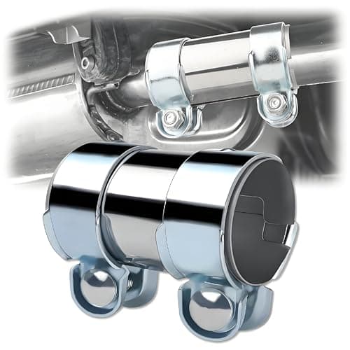 Image of Double-Bolt Exhaust Pipe Clamp Connector, 60mm*125mm Stainless Steel Universal Exhaust Pipe Repair Sleeve, Reinforcement and Modification for Exhaust Systems in Car Automotive Vo-lk-sw-ag-en A-u-di