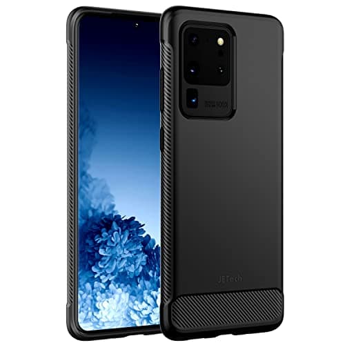 Image of JETech Slim Fit Case Compatible with Samsung Galaxy S20 Ultra 5G (2020), Thin Phone Cover with Shock-Absorption and Carbon Fiber Design (Black)