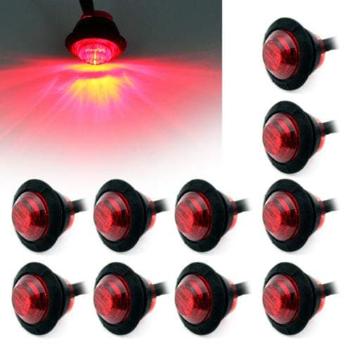 Image of Ricoy 3/4" Round Red LED Front Rear Side Marker Indicators Light Waterproof Bullet Clearance Marker Light 12V for Car Truck (Pakc of 10)