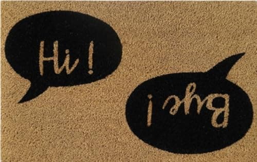 Image of Door Mat Doormats Non Slip Natural Coir Welcome Indoor Outdoor Home Garden Mats 40+ Designs 60cm x 40cm (Hi! Bye!)