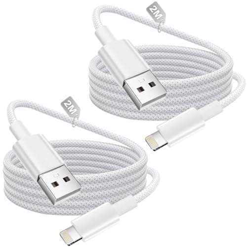 Image of iPhone Charger Cable 2M 2Pack,[Apple MFi Certified] USB Lightning Cable Nylon Braided iPhone Lightning Charger cable Fast Charging Wire Lead Cord for iphone 14 13 12 11 Pro Max XS XR X 8 7 6 5 SE,iPad