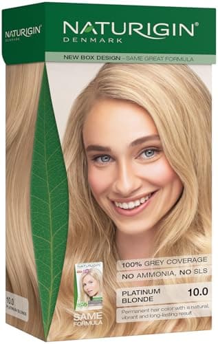 Image of NATURIGIN Platinum Blonde Hair Dye 10.0 | Permanent Hair Colour with Natural Ingredients | Ammonia Free | 100% Grey Coverage | Vegan | Pure Platinum Colour | Lightens Up To 2 Tones