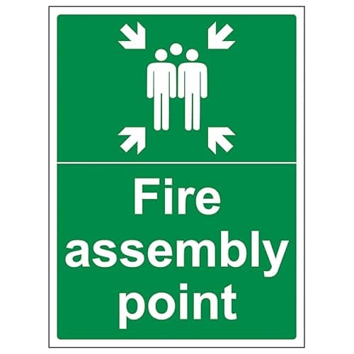 Image of V Safety Fire Assembly Point with Family - Portrait 210 x 297 mm (A4) - Self Adhesive Vinyl Safety Sign