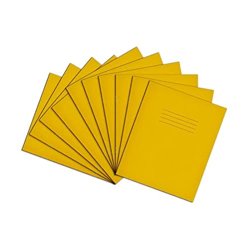 Image of Rhino 8 x 6.5 Exercise Books, 48-Page / 8mm Lined with Margin Paper Notebook, 10-Pack, Writing Book, Office & School Stationery Supplies, Yellow