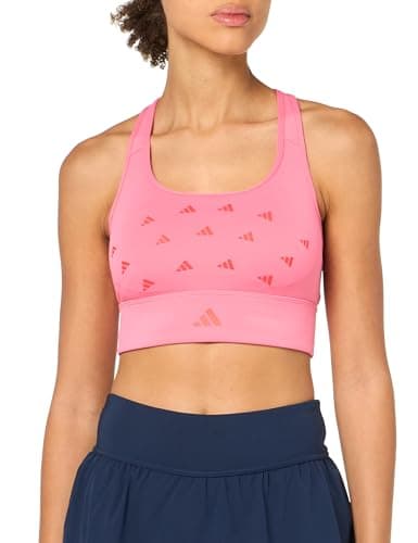 Image of adidas Women's Powerreact Training Medium-Support Bra, Pink Fusion/Bright Red, (X-Large) A/C