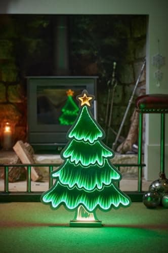 Image of Smart Garden Christmas Infinity Mirror Effect 3D Christmas Tree LED Light – 40cm Green Festive Decoration – Illuminated 3D Effect Xmas Ornament for Home, Table or Windowsill