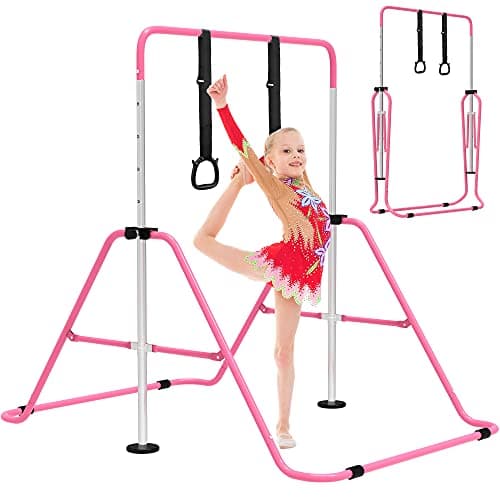 Image of EVERYMILE Gymnastics Bars, Junior Training Kip Bar Gymnastics Equipment for Home,Adjustable Height Folding Horizontal Bar with Gymnastic Rings for Kid