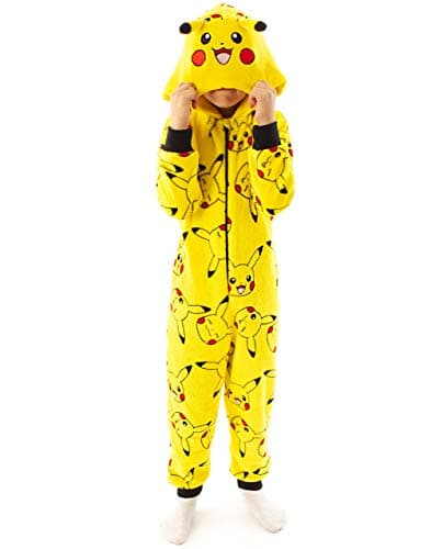Image of Pokemon Onesie Boys, Girls | Kids Pyjamas Pikachu Yellow 3D Ears All In One Outfit | Gamer Merchandise 13-14 Years