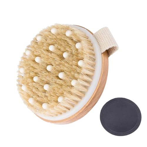 Image of Dry Brushing Body Brush Lymphatic Drainage Brush, Dual-use Dry and Shower with Natural Bristles, GOZINA Exfoliating for Massage, Remove Dead Skin and Cellulite