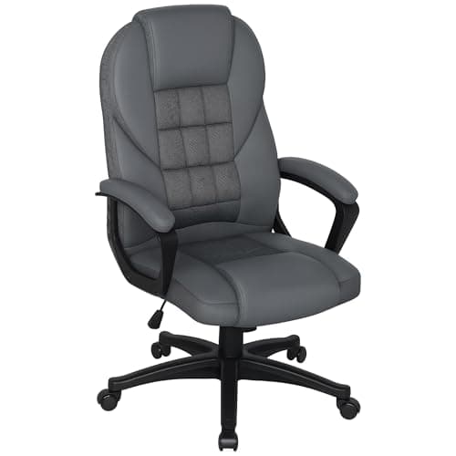 Image of HOMCOM Executive Office Chair, PU Leather High Back Desk Chair, Swivel Computer Chair with Adjustable Height and Tilt Function, Charcoal Grey