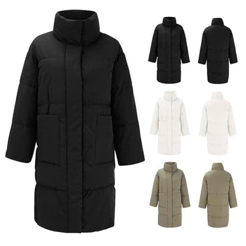 Image of Generisch Down Jacket Women's Long Winter Down Coat Women's Black Lightweight Quilted Jacket Without Hood Quilted Coat Warm Winter Jacket Windproof Winter Coat with Pockets Buffer Jackets Outdoor