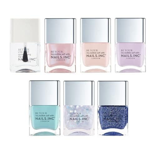 Image of Nails Inc Be Your Inc.redible Self, Heart To Get, Multicolour Shades, No Chip, Long Lasting, Quick Dry, Air Dry, Professional Manicures & Pedicures, Vegan Nail Polish, 7 Piece Gift Set