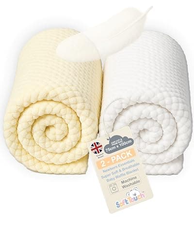 Image of Soft Touch Baby Blanket for Newborn, Supersoft Waffle Blankets for Newborn Baby Boys and Girl Blanket. Car Seat, Pram, Cots 0-2 Years. 75 x 100cm (2-Pack)