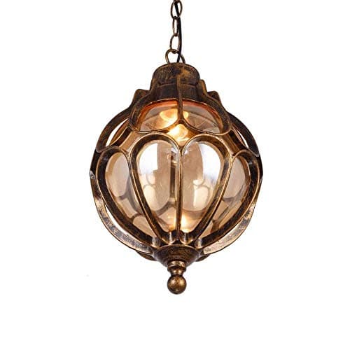 Image of HUIMVNC Victorian Aluminum E27 Patio Exterior Waterproof Hanging Lamp Outdoor Glass Ceiling Pendant Light Rural Landscape Adjustable Droplight Lantern Villa Porch Terrace Fence Chandelier Times
