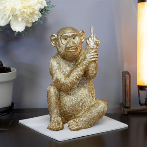 Image of THE ENCHANTED GARDEN Gold Rude Monkey Figurine Home Decor Animal Ornaments And Sculptures