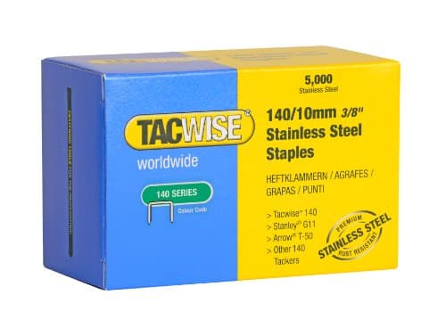Image of Tacwise 0477 Type 140/10mm Heavy-Duty Stainless Steel Staples, Pack of 5000