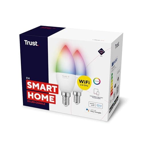 Image of Trust WiFi E14 Smart Bulb, Colour Changing Candle, Works with Alexa and Google Home, No Hub Required, Small Screw Smart Light Bulb, White & Colour [Amazon Exclusive] - 2 Pack