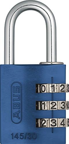Image of ABUS Combination Lock 145/30 Blue - Luggage Lock, Locker Lock and Much More. - Aluminium Padlock - Individually Adjustable Numerical Code - ABUS Security Level 3