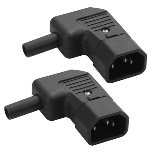 Image of YACSEJAO 90 Degree IEC C14/C13 Power Connector Adapter 2Pcs 250V/10A Rewireable C14 C13 Male Female AC Power Plug Socket (Right Angle, Male)