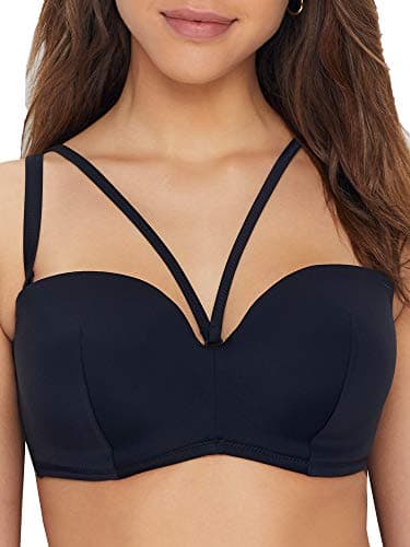 Image of Pour Moi? Women's Space Strapless Lightly Padded Underwired Top Bikini, Black, 32C