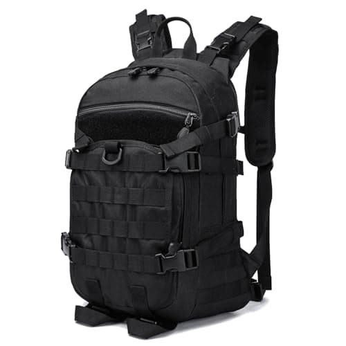 Image of POWER KING 25L Military Tactical Backpack, Practical Womens Mens Army Assult Rucksack, Outdoor Waterproof Hiking Backpack Army Backpack for Trekking Traveling Mountaining Camping, Black