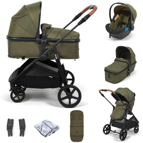 Image of Puggle Monaco XT 2-in-1 Pushchair with Adjustable Handle Travel System - Forest Green